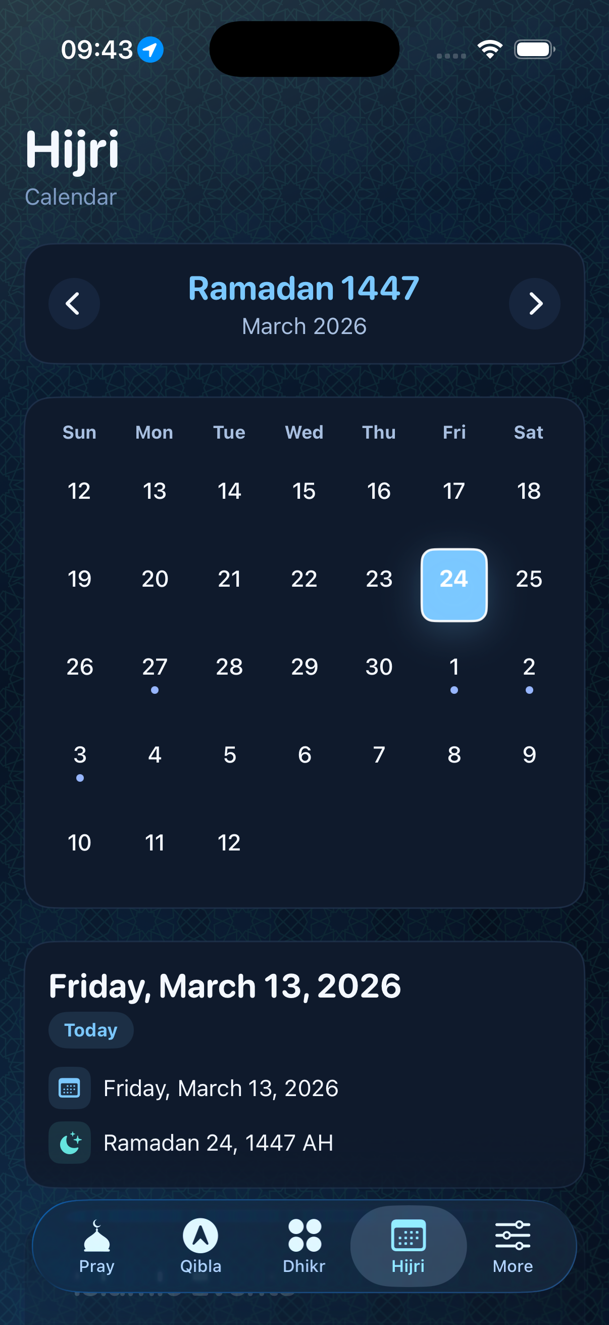 Hijri Calendar Display